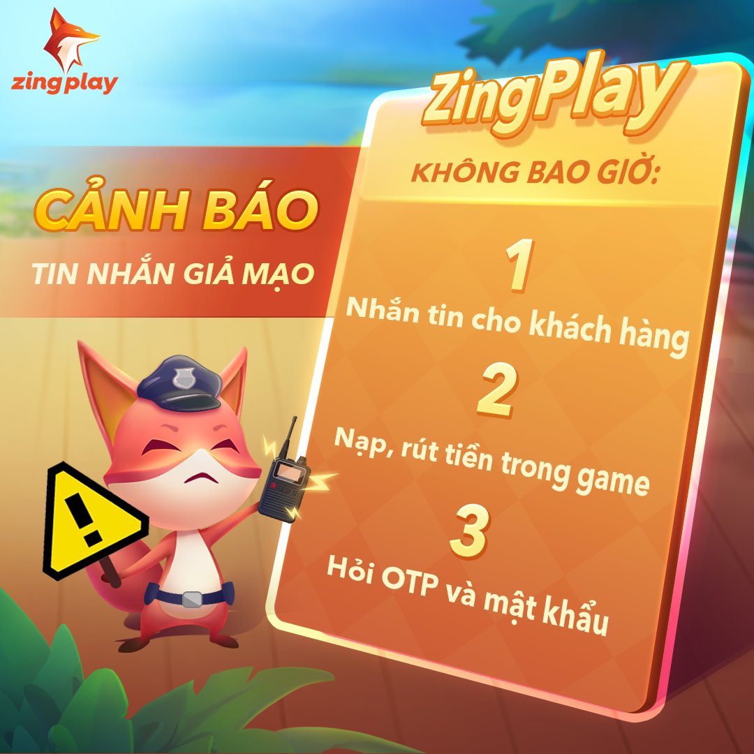 Cổng game ZingPlay cảnh báo game thủ nên cẩn trọng với tin nhắn mạo danh lừa đảo