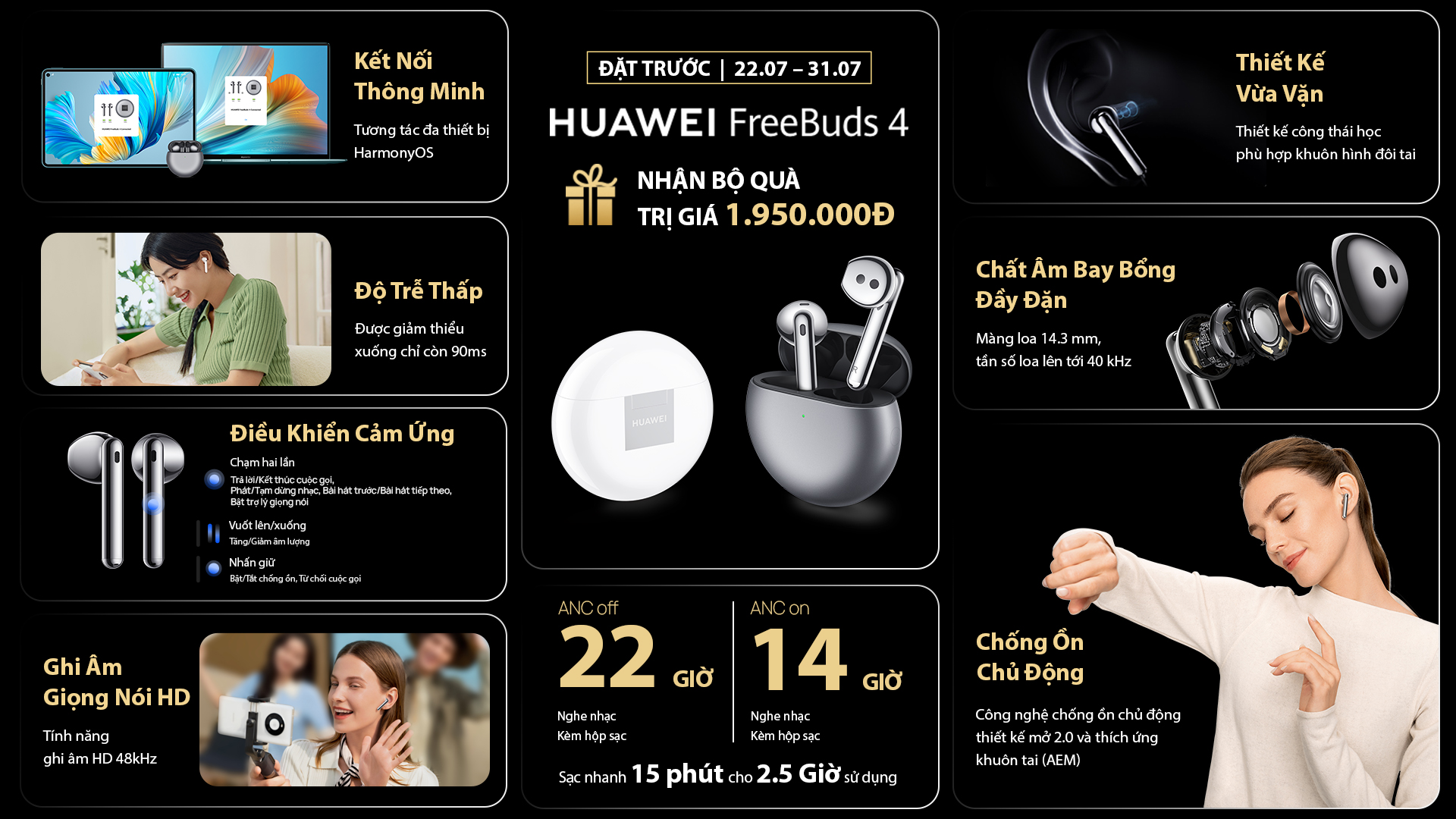 Tai nghe không dây HUAWEI FreeBuds 4 ra mắt tại thị trường Việt Nam