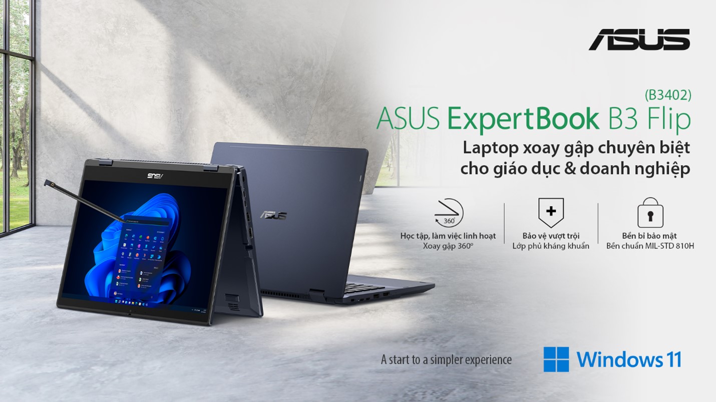 ASUS ExpertBook B3 Flip dành cho doanh nghiệp & giáo dục ra mắt