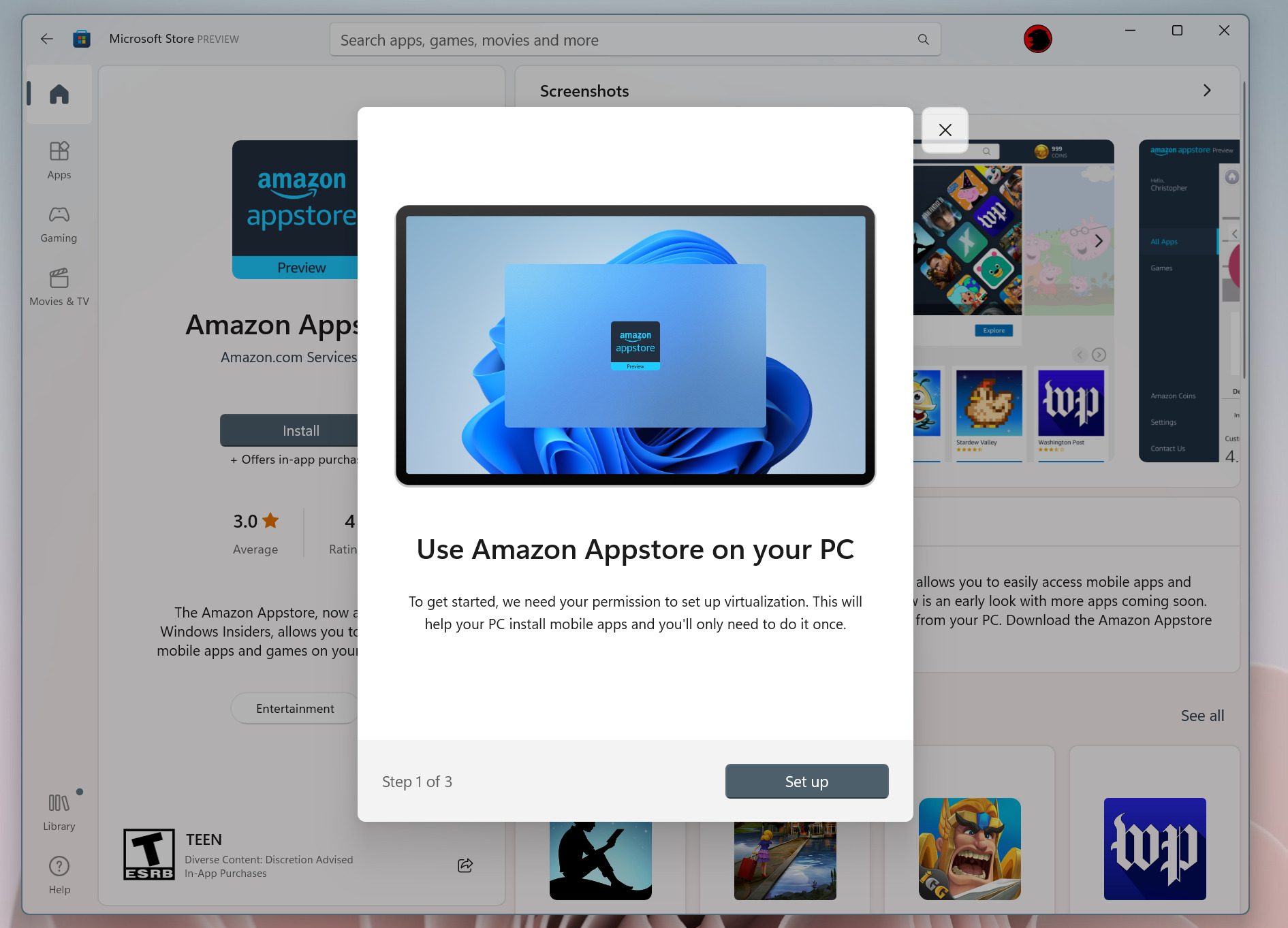 Android app store virtualization