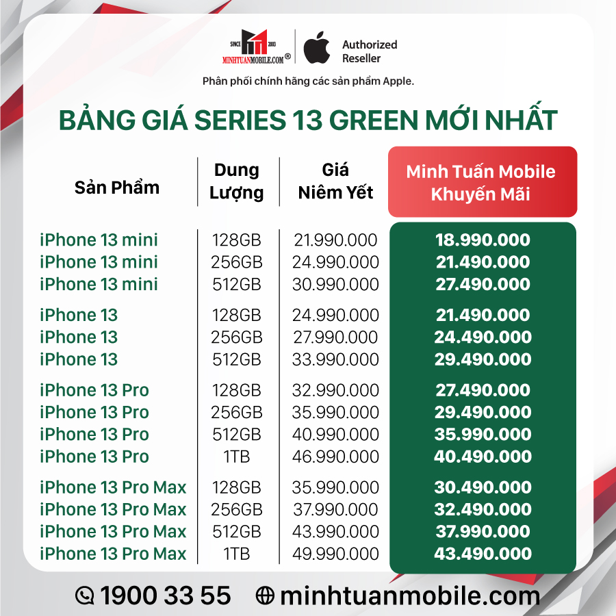 Mở bán iPhone 13 Series "xanh rừng thông", giảm giá tới 6,5 triệu đồng