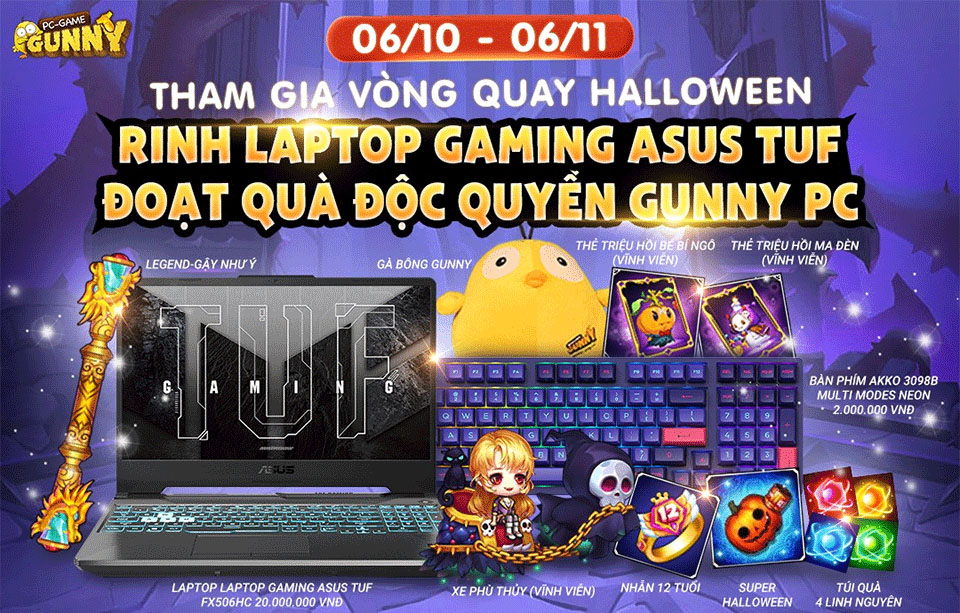 Chơi game trúng laptop cùng sự kiện Halloween của Gunny PC