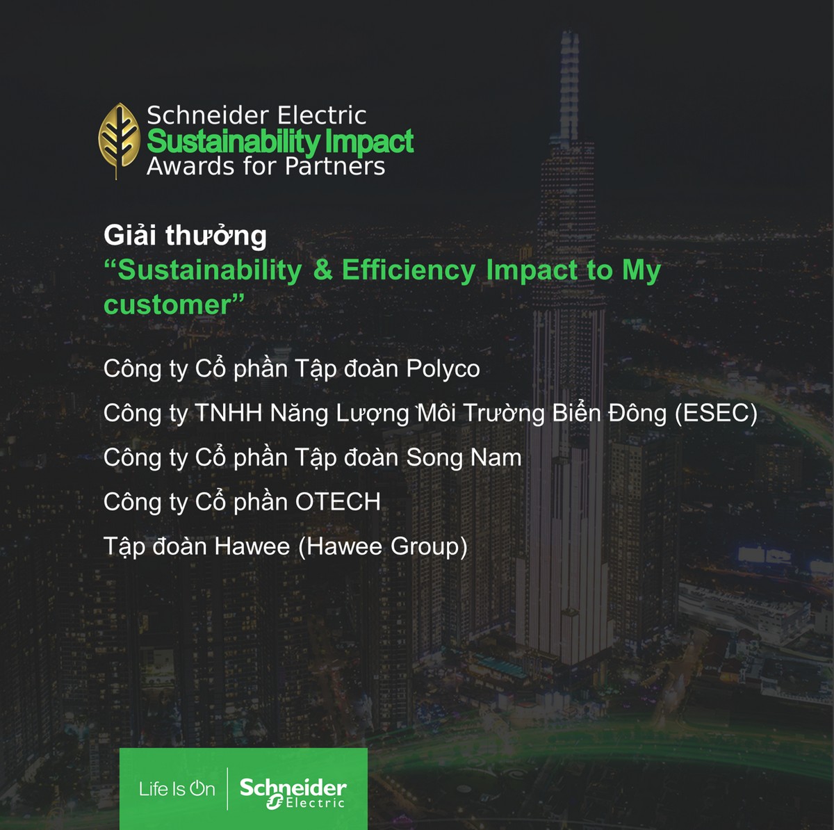 Schneider Electric vinh danh 11 đối tác đổi mới sáng tạo vì Việt Nam bền vững