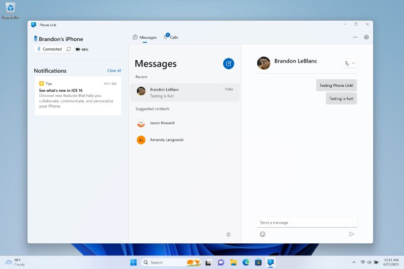 Windows 11 có khả năng gửi tin nhắn iMessage