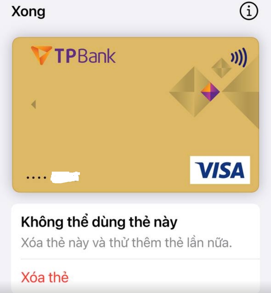 Thẻ TPBank bất ngờ "bay màu" khỏi Apple Pay