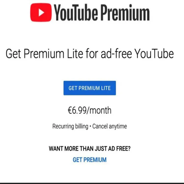 YouTube đã tắt gói "Premium Lite" không có quảng cáo