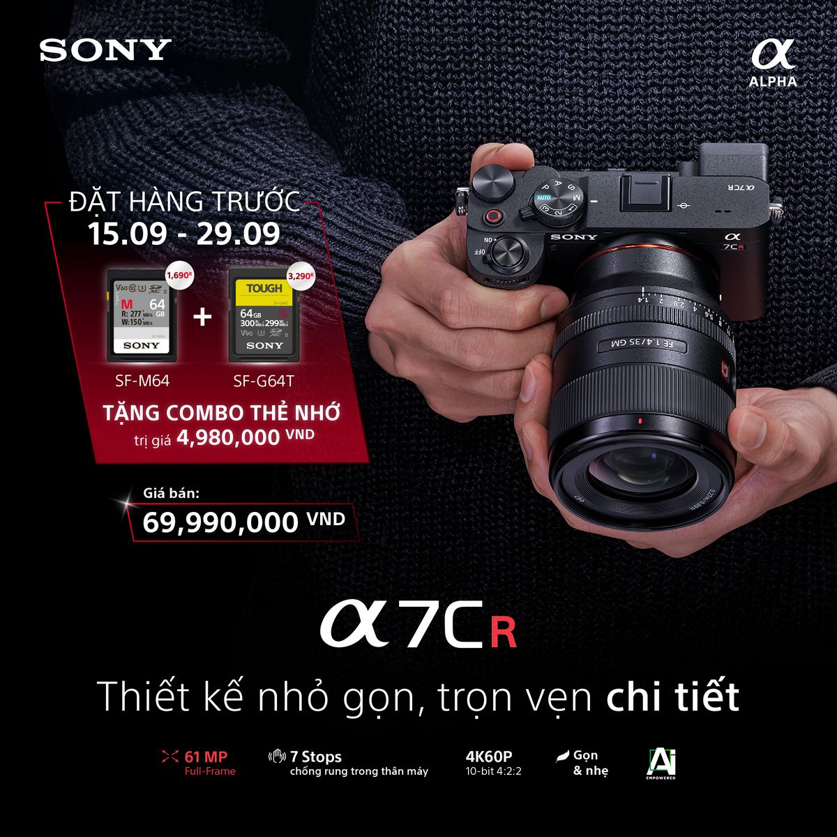 Sony ra mắt bộ đôi máy ảnh Alpha 7CR và 7C II: Nhỏ gọn với chất lượng đỉnh cao