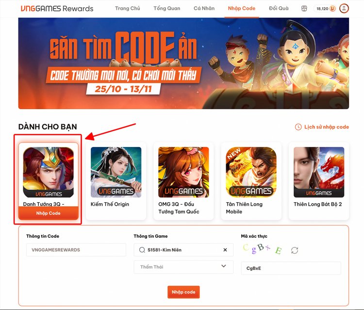 VNGGames Rewards tặng code Võ Lâm Truyền Kỳ Mobile miễn phí