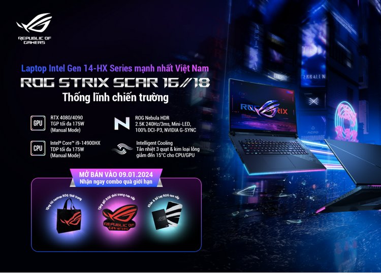 ROG Strix SCAR 18 - Laptop gaming mạnh nhất thế giới chính thức mở bán tại thị trường Việt Nam