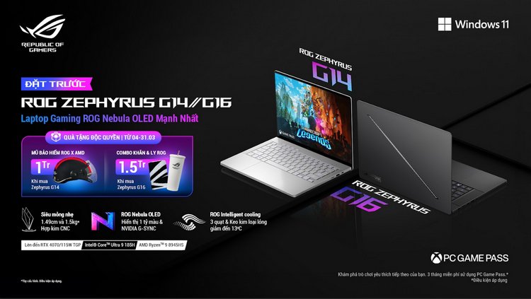 ROG Zephyrus G14/ G16 – Bộ đôi laptop gaming ROG Nebula OLED mạnh nhất thế giới
