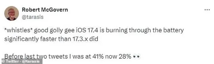 iOS 17.4 gây lỗi hao pin nghiêm trọng