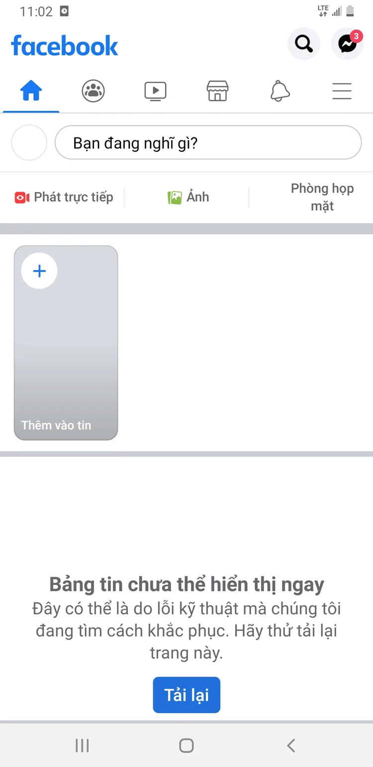 Facebook gặp lỗi không hiển thị bảng tin