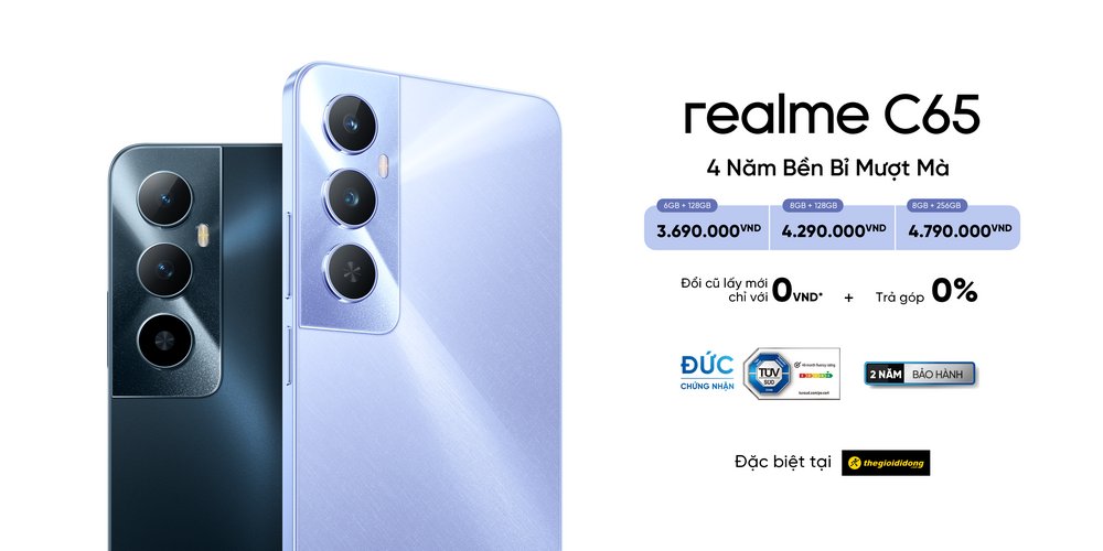 realme C65 ra mắt với giá bán từ 3,69 triệu đồng