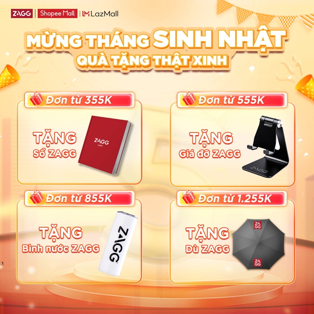 Mừng sinh nhật ZAGG lên 5 sàn TMĐT tại Việt Nam - Quà tặng hoành tráng, deal hời liên tuyến