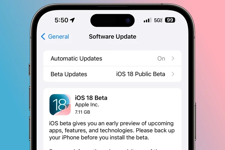 Apple phát hành iOS 18 Public Beta 5