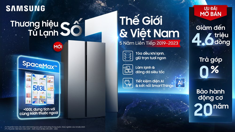 Samsung ra mắt tủ lạnh Side by Side tích hợp AI