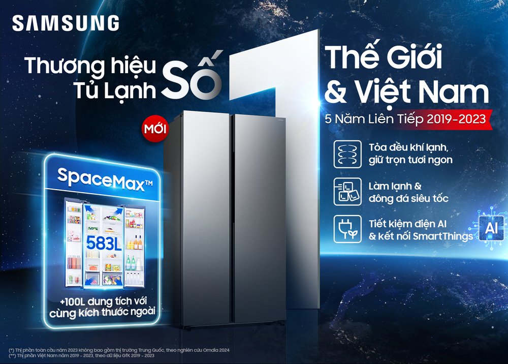 Samsung ra mắt tủ lạnh Side by Side tích hợp AI