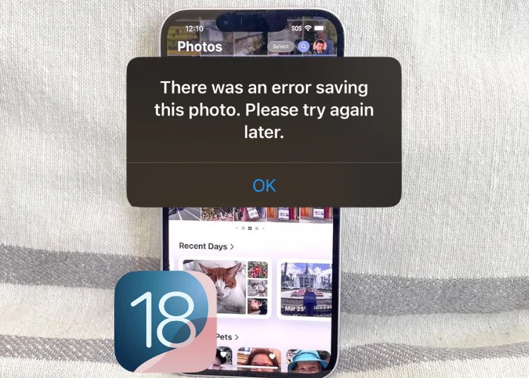 iOS 18 gặp lỗi không thể lưu ảnh sau chỉnh sửa