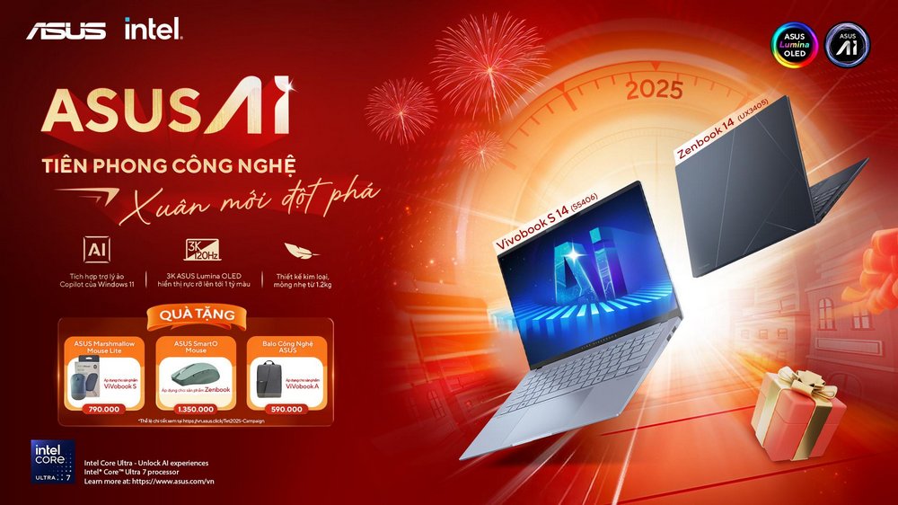 ASUS tung chương trình ưu đãi laptop AI đầu năm mới