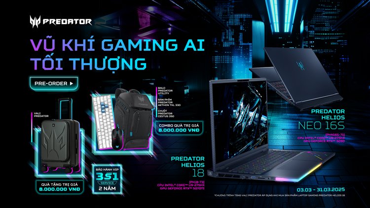 Loạt laptop gaming 2025 của Acer mở đặt trước