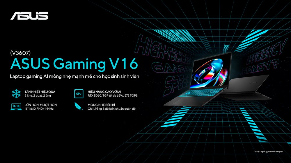 ASUS ra mắt laptop Gaming V16 cho sinh viên