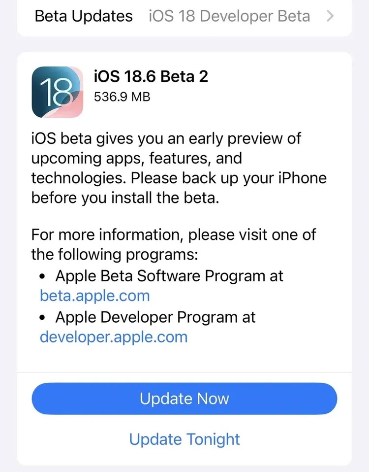 iOS 18.6 Beta 2 có gì mới? Có nên cập nhật?