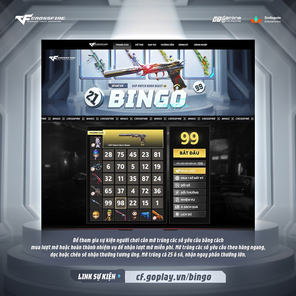 Đột Kích giới thiệu sự trở lại của web sự kiện Bingo