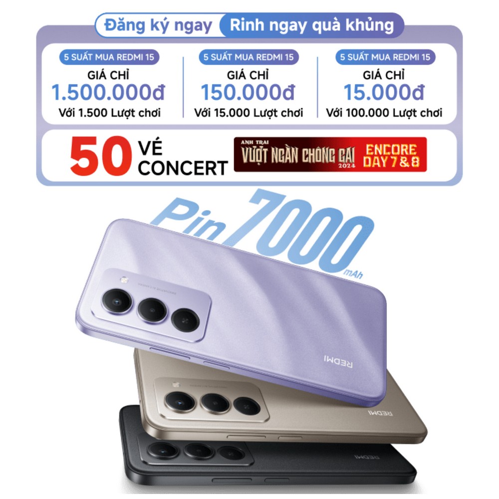 Redmi 15 ra mắt: Pin khủng, quà tặng concert hot
