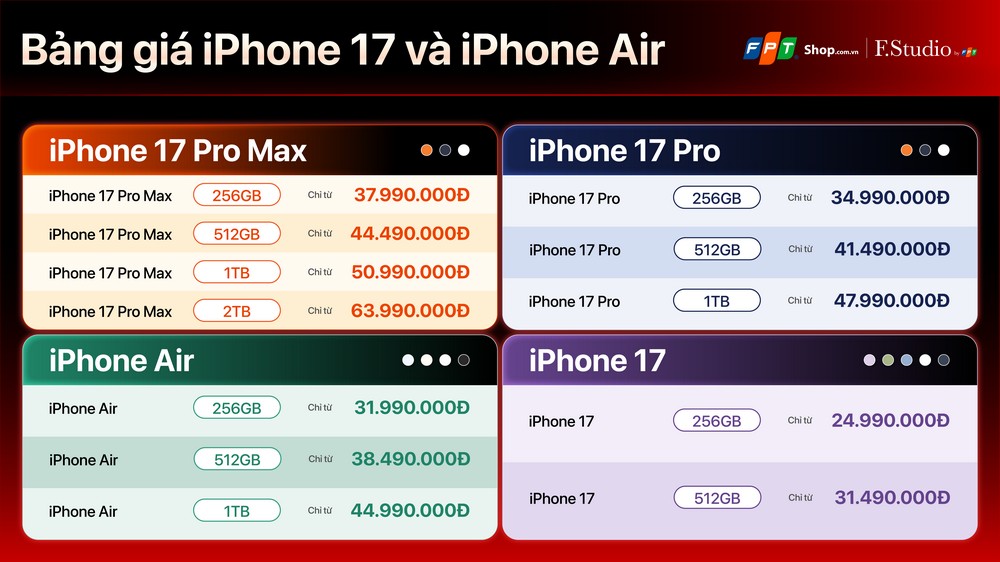FPT Shop và F.Studio by FPT mở cọc iPhone 17 và iPhone Air