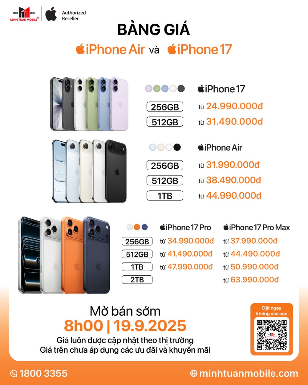 Minh Tuấn Mobile "đồng nhịp thế giới", mở đặt cọc iPhone 17