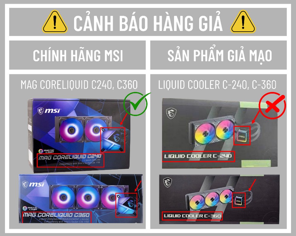 MSI cảnh báo về tản nhiệt nước giả mạo tại thị trường Việt Nam