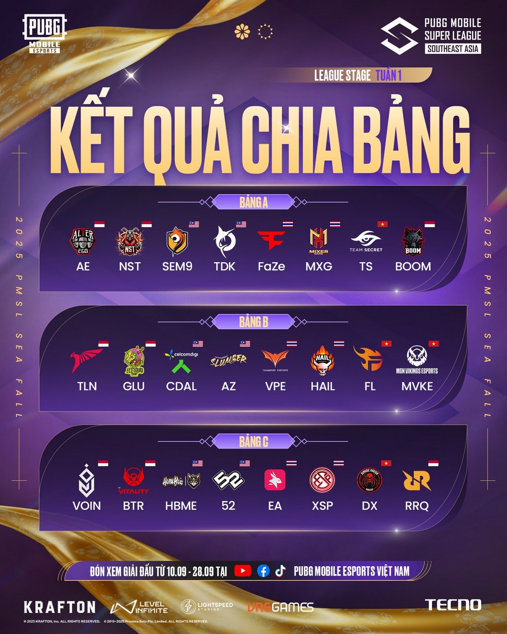 Giải vô địch PUBG MOBILE Đông Nam Á Mùa Thu 2025 khởi tranh tại Thái Lan
