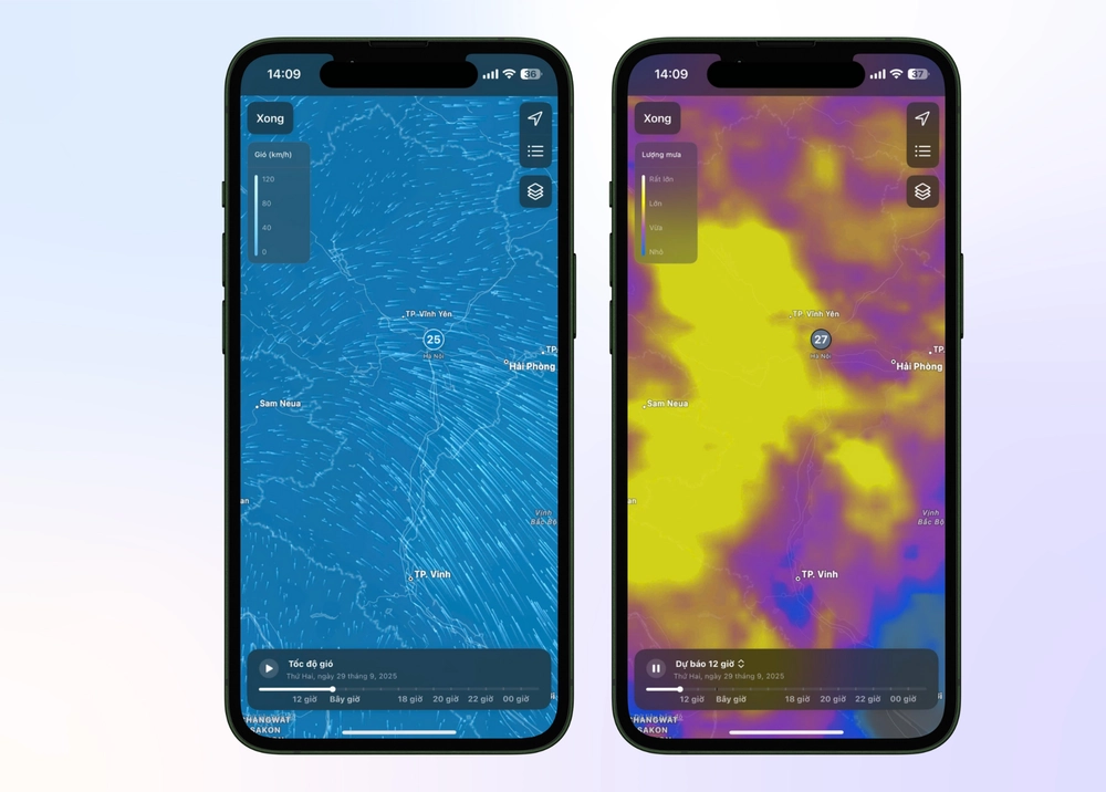 Theo dõi realtime diễn biến bão số 10 Bualoi trên iPhone