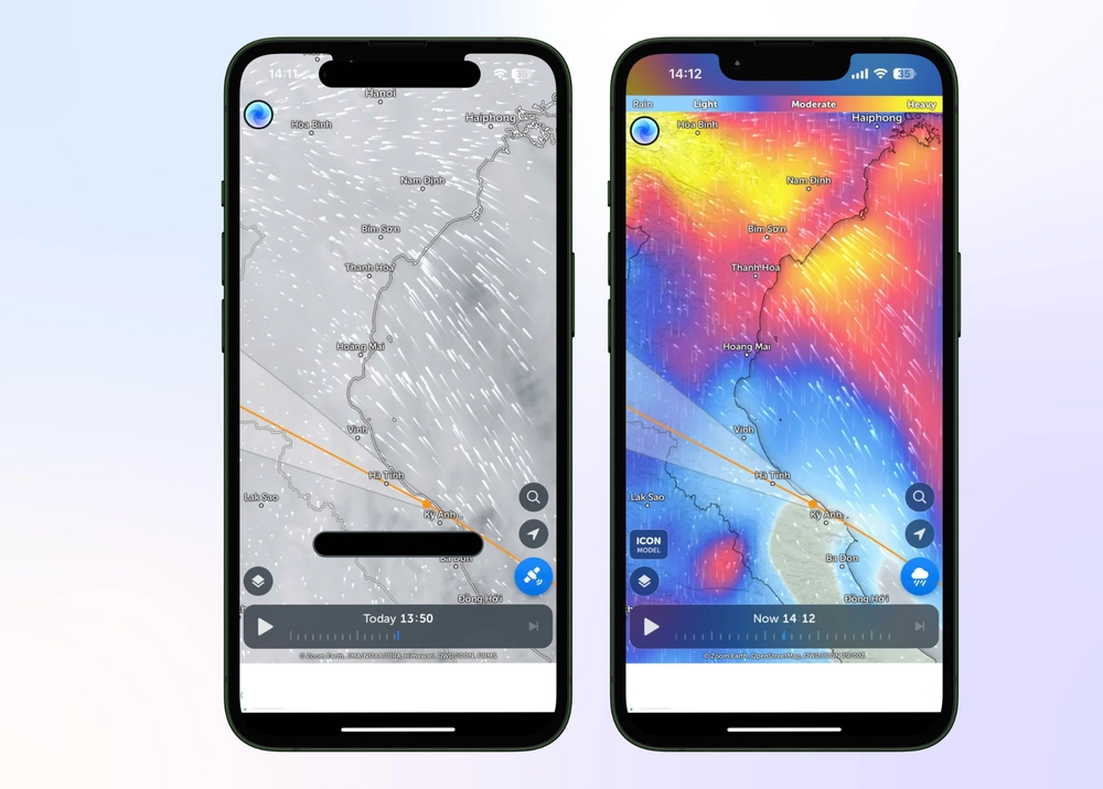 Theo dõi realtime diễn biến bão số 10 Bualoi trên iPhone