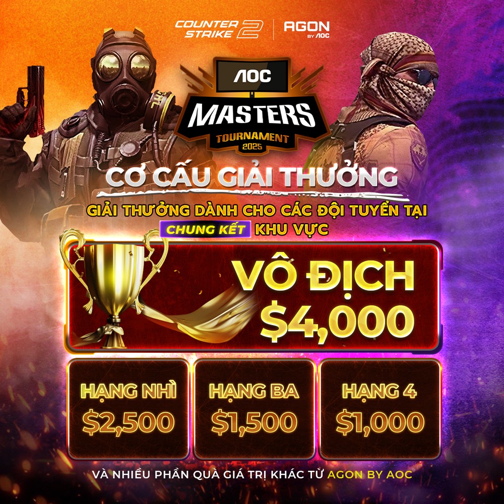 AOC Masters 2025: Cuộc chiến CS2 khu vực khởi động 2 AOC Masters 2025: Cuộc chiến CS2 khu vực khởi động