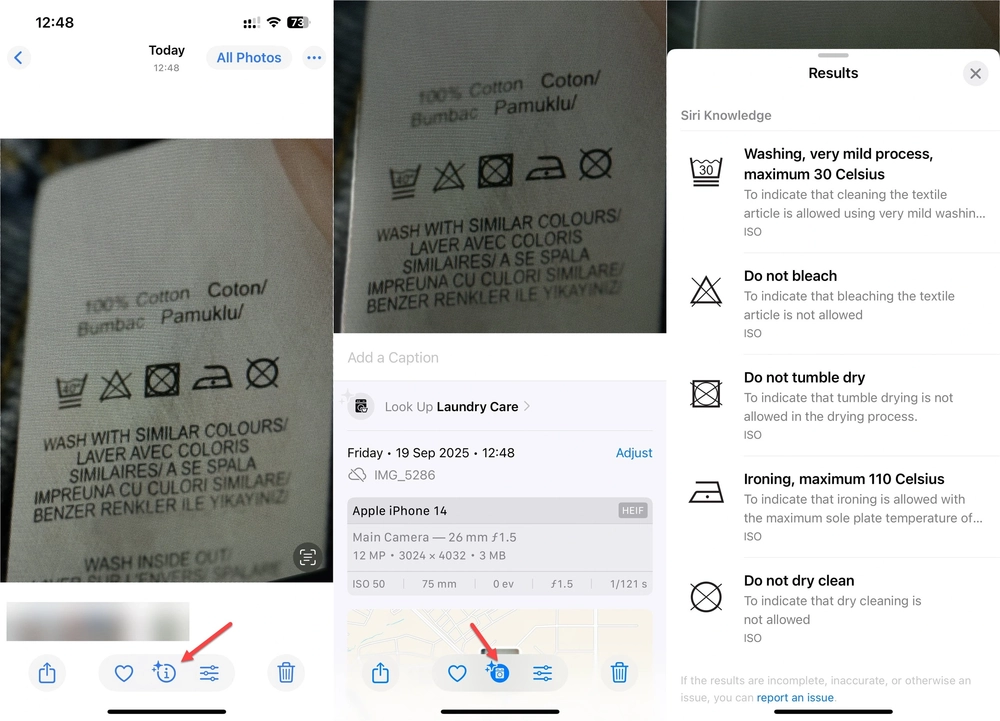 iOS 26: Tự động đọc nhãn giặt, cứu nguy áo phai màu