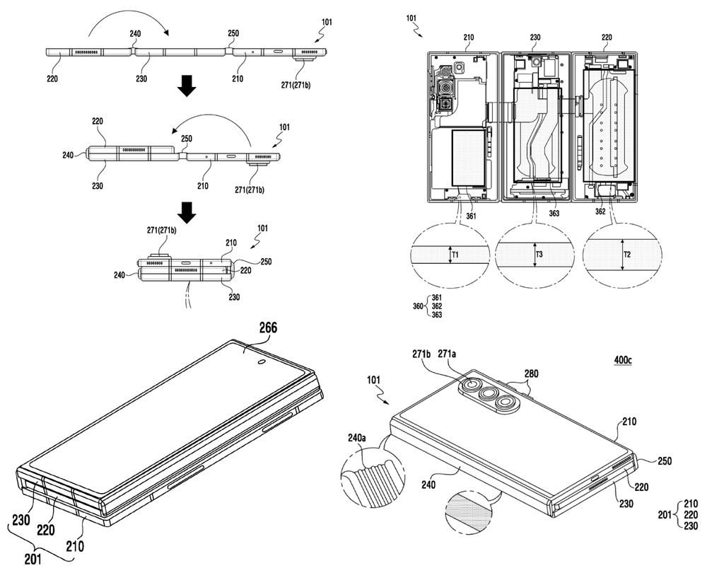 Samsung Galaxy Z TriFold lộ bản vẽ có đến 3 viên pin