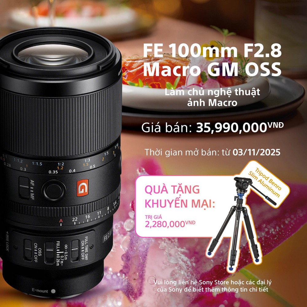 Sony ra mắt ống kính FE 100mm F2.8 Macro GM OSS