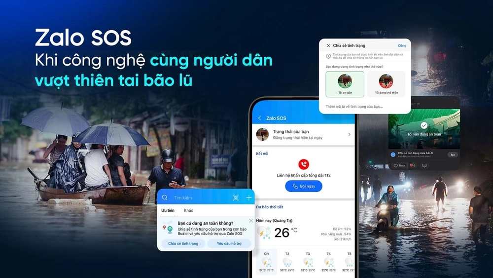Tính năng Zalo SOS cứu trợ khẩn cấp người dân vùng bão lũ