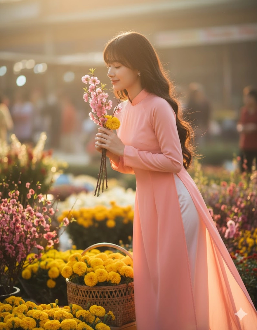 Vẻ đẹp phụ nữ Việt trong tà áo dài bằng Prompt AI