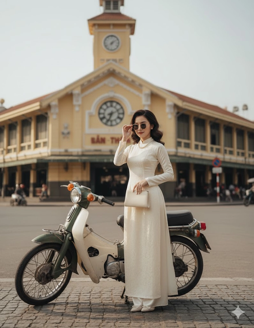 Vẻ đẹp phụ nữ Việt trong tà áo dài bằng Prompt AI