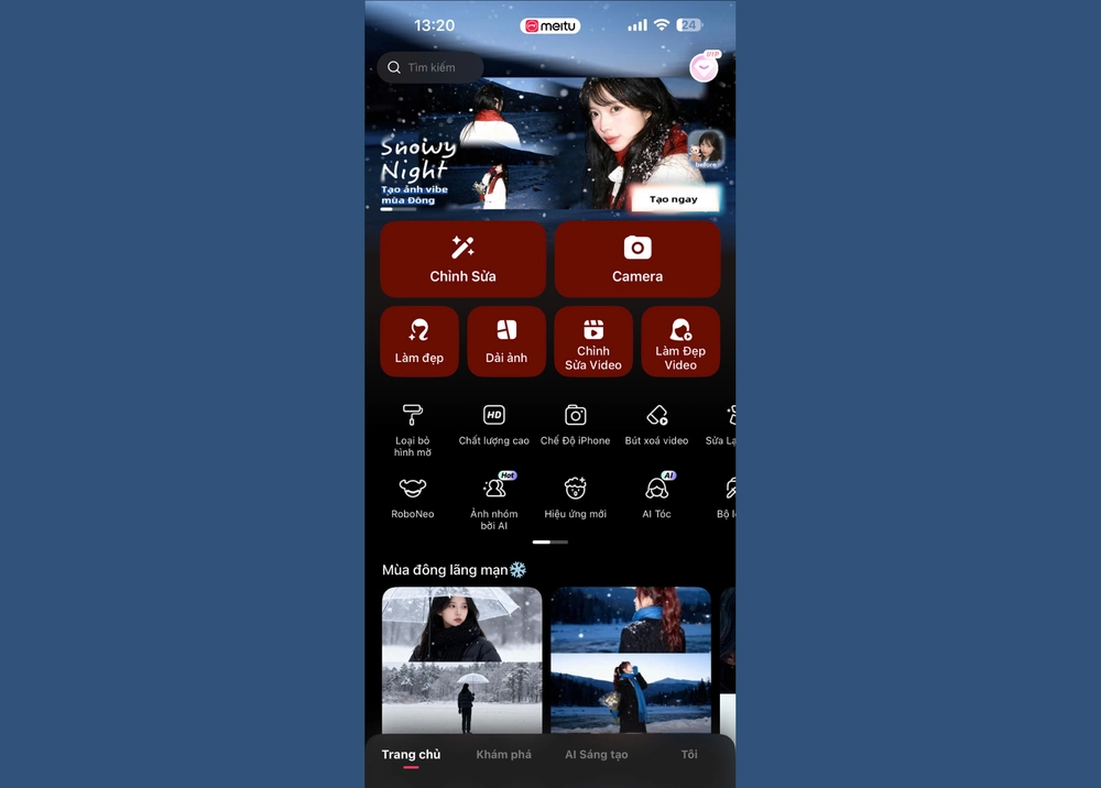 Bắt trend tạo ảnh couple tuyết rơi lãng mạn hot TikTok