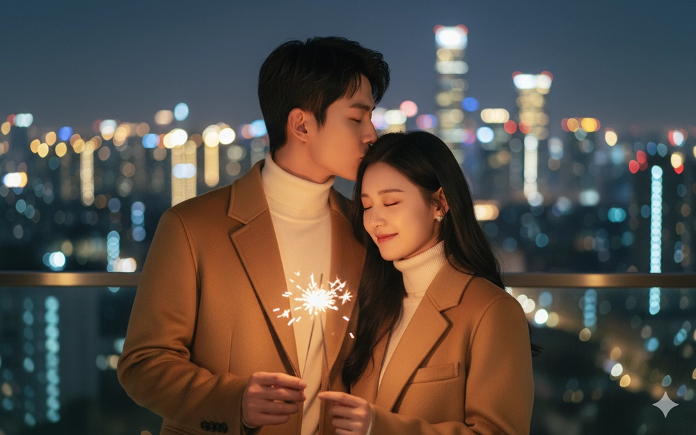 Câu lệnh Gemini AI tạo ảnh pháo hoa lãng mạn cùng người yêu