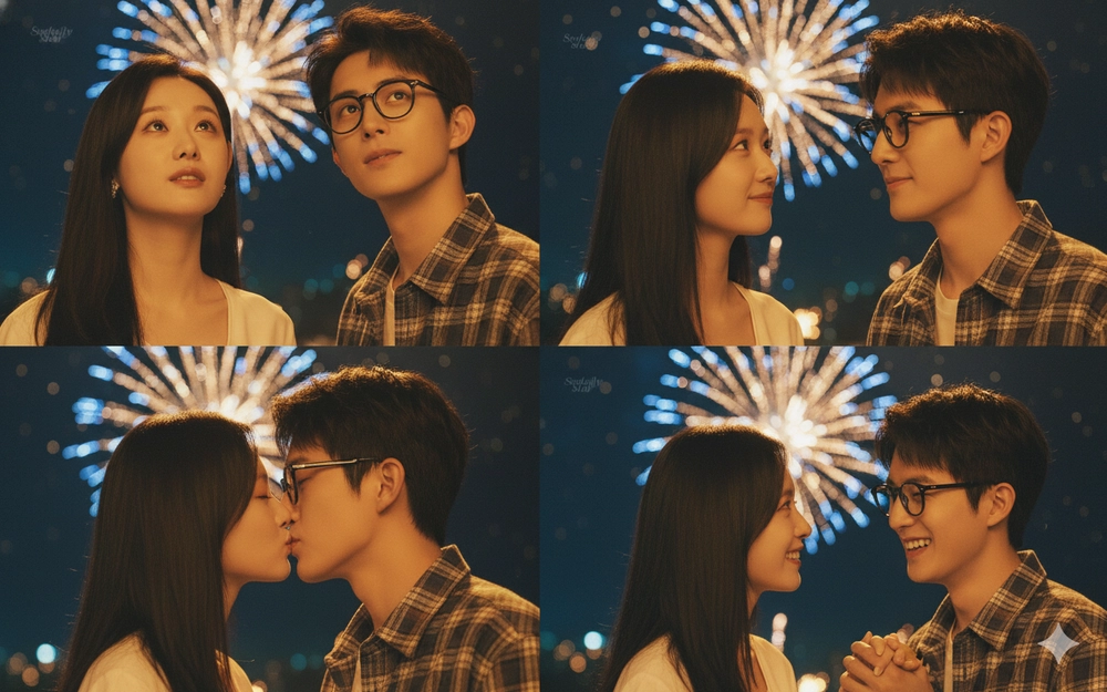 Câu lệnh Gemini AI tạo ảnh pháo hoa lãng mạn cùng người yêu