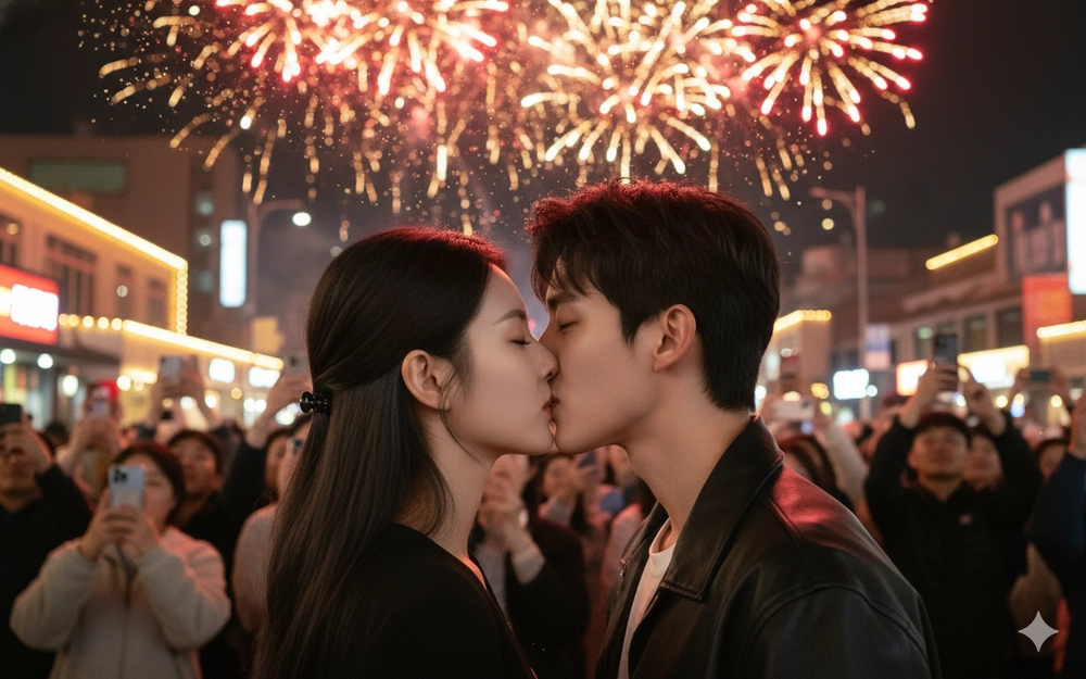 Câu lệnh Gemini AI tạo ảnh pháo hoa lãng mạn cùng người yêu