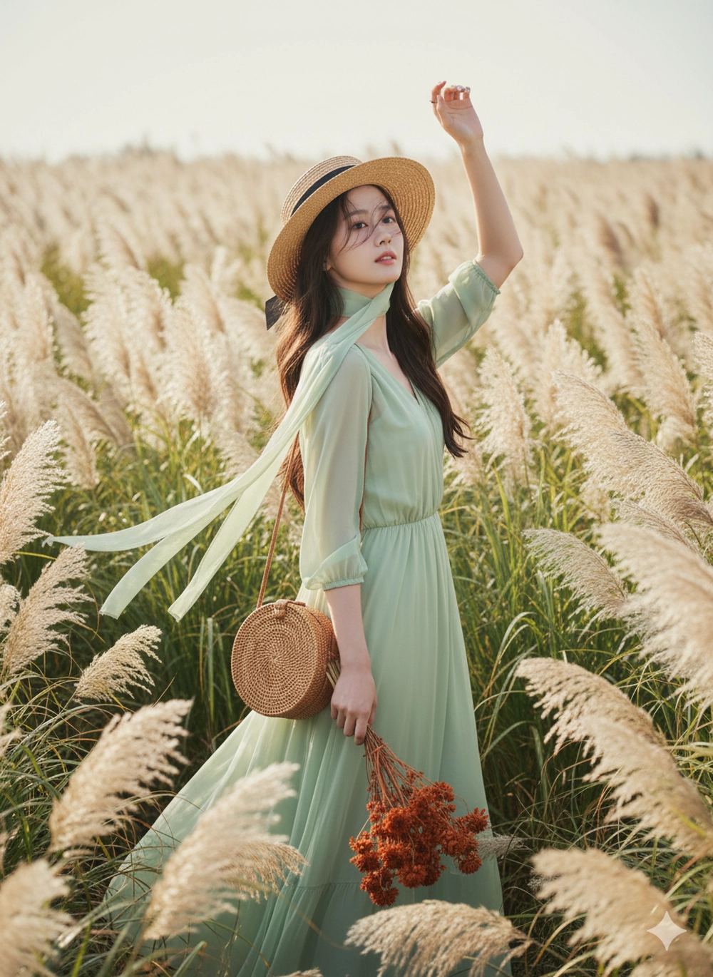 Câu lệnh Gemini tạo ảnh nàng thơ giữa đồng Cỏ Lau