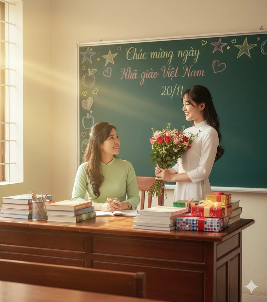 Prompt tạo ảnh cô và trò ý nghĩa ngày 20/11