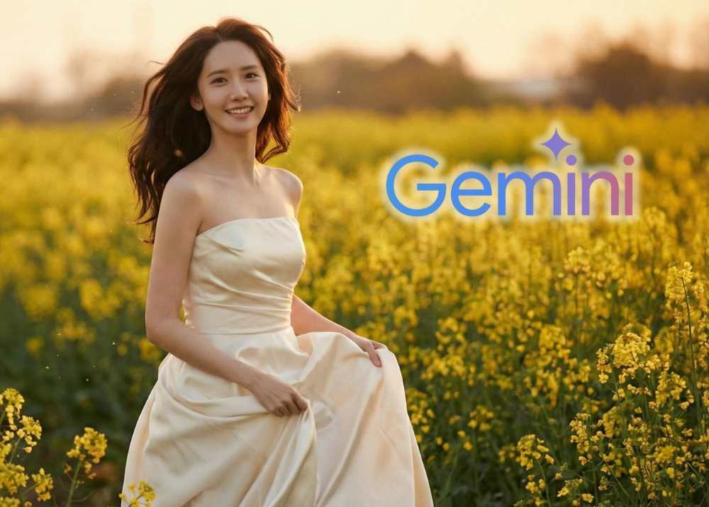 Prompt Gemini hóa nàng thơ giữa rừng hoa vàng rực rỡ