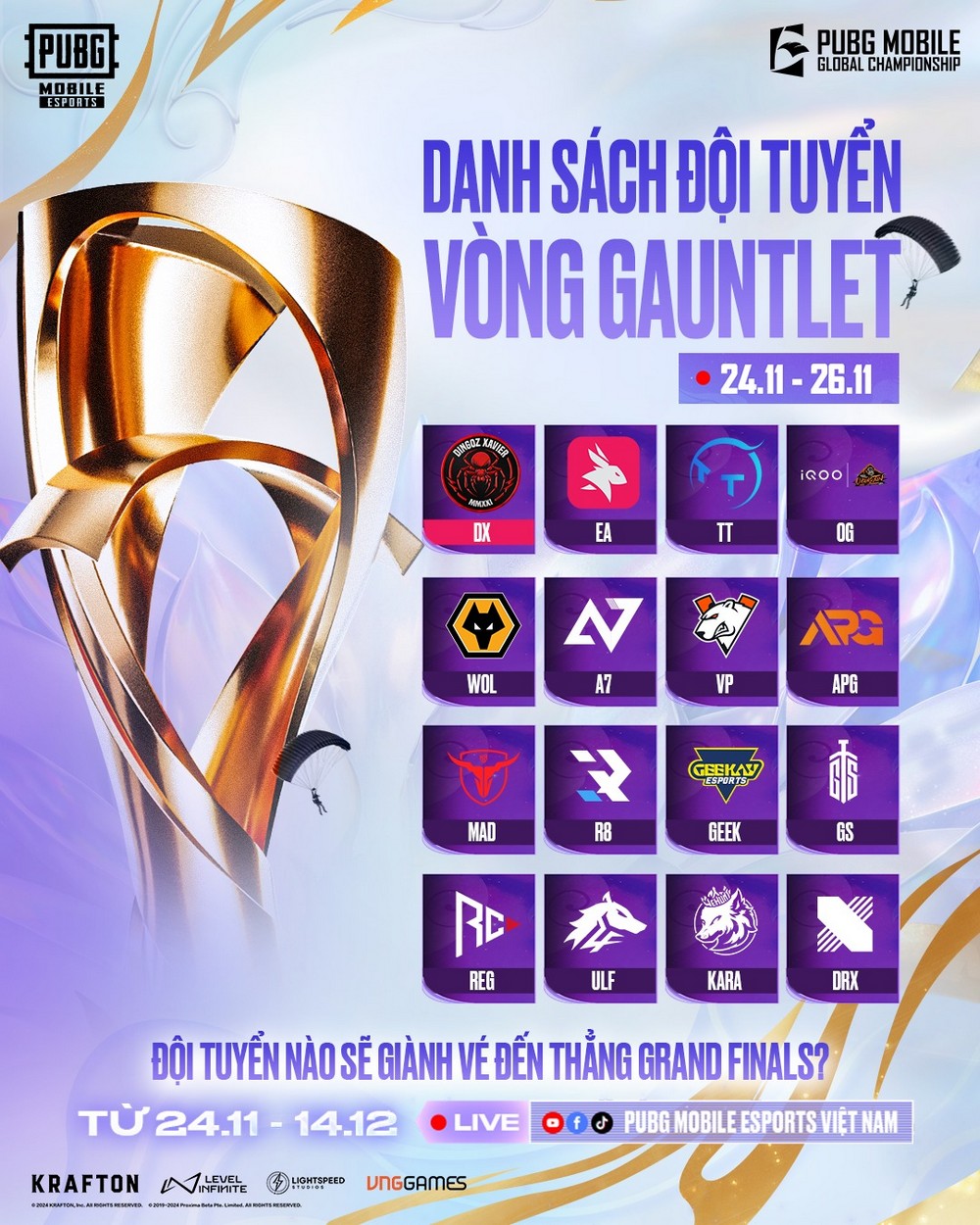 Giải vô địch thế giới PUBG Mobile chính thức khởi tranh