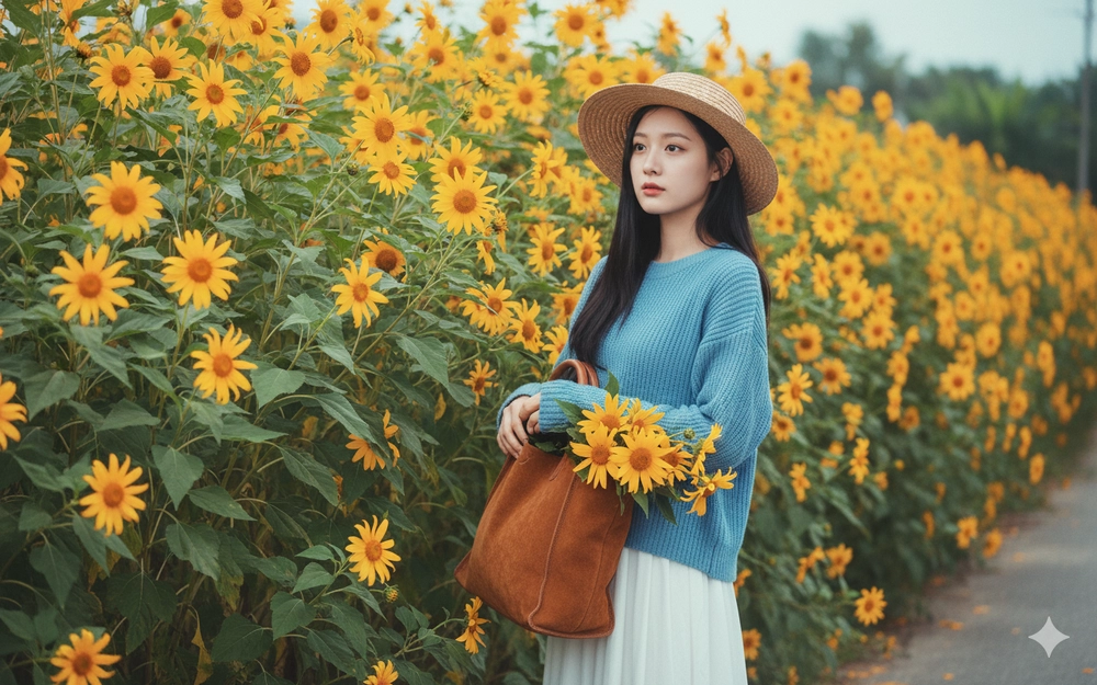 Tạo ảnh check-in hoa dã quỳ Đà Lạt lung linh bằng Gemini AI